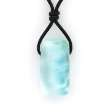 Collier en Cuir et 1 Larimar - 27 x 14 x 8.2 mm - 7.1 gr