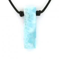 Collier en Cuir et 1 Larimar - 37 x 11 x 6.8 mm - 6.3 gr