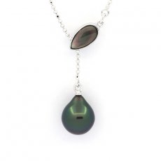 Collier en Argent et 1 Perle de Tahiti Semi-Baroque A 9.7 mm