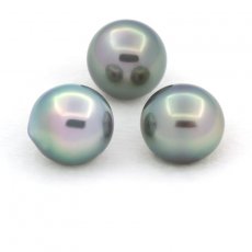 Lot de 3 Perles de Tahiti Semi-Baroques C de 9.6  9.9 mm