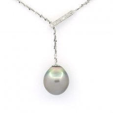 Collier en Argent et 1 Perle de Tahiti Semi-Baroque C 13.5 mm