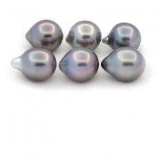 Lot de 6 Perles de Tahiti Semi-Baroques C de 9.5  9.8 mm