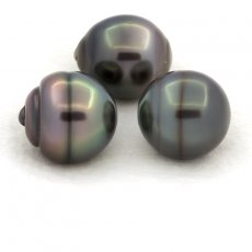 Lot de 3 Perles de Tahiti Cercles C de 12.5  12.9 mm