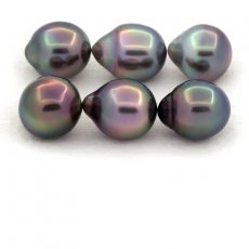 Lot de 6 Perles de Tahiti Semi-Baroques B de 9.6  9.8 mm