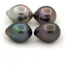 Lot de 4 Perles de Tahiti Semi-Baroques B/C de 9.6  9.9 mm