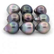 Lot de 9 Perles de Tahiti Semi-Baroques B de 9.5  9.7 mm