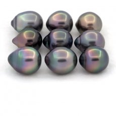 Lot de 9 Perles de Tahiti Semi-Baroques B/C de 10  10.3 mm