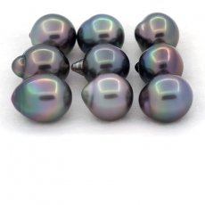 Lot de 9 Perles de Tahiti Semi-Baroques B de 10.1  10.4 mm