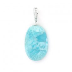 Pendentif Clip en Argent et 1 Larimar - 31 x 20 x 8.5 mm - 8.9 gr