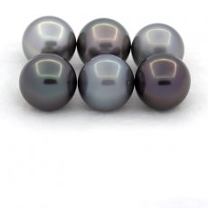 Lot de 6 Perles de Tahiti Rondes et Semi-Rondes C de 9.6  9.9 mm