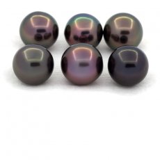 Lot de 6 Perles de Tahiti Rondes et Semi-Rondes C de 9.1  9.4 mm