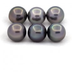 Lot de 6 Perles de Tahiti Rondes et Semi-Rondes C de 8.7  8.9 mm