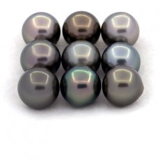 Lot de 9 Perles de Tahiti Rondes et Semi-Rondes C de 8.6  8.9 mm