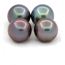 Lot de 4 Perles de Tahiti Rondes C de 10.6  10.7 mm