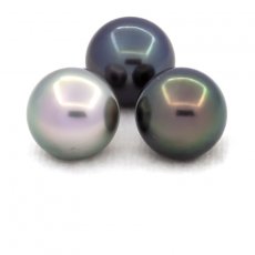 Lot de 3 Perles de Tahiti Rondes C de 11.2  11.4 mm