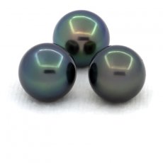 Lot de 3 Perles de Tahiti Rondes C de 10  10.2 mm