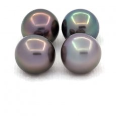 Lot de 4 Perles de Tahiti Semi-Rondes C de 10  10.4 mm