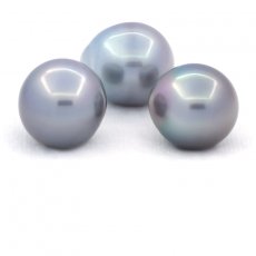 Lot de 3 Perles de Tahiti Semi-Baroques C de 13.6  13.8 mm