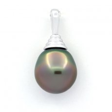 Pendentif en Argent et 1 Perle de Tahiti Semi-Baroque B 11.4 mm