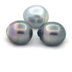 Lot de 3 Perles de Tahiti Semi-Baroques C de 12  12.1 mm