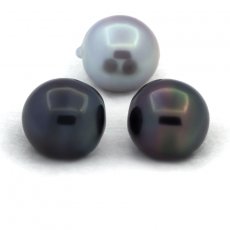 Lot de 3 Perles de Tahiti Semi-Baroques C de 12.1  12.3 mm