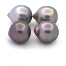 Lot de 4 Perles de Tahiti Semi-Baroques B de 10  10.1 mm