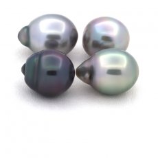 Lot de 4 Perles de Tahiti Semi-Baroques B/C de 10.5  10.7 mm