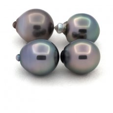 Lot de 4 Perles de Tahiti Semi-Baroques B de 10.5  10.9 mm
