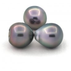 Lot de 3 Perles de Tahiti Semi-Baroques B de 11  11.1 mm