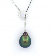 Collier en Argent et 1 Perle de Tahiti Cercle B+ 10.2 mm