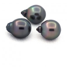 Lot de 3 Perles de Tahiti Semi-Baroques C 12.2 mm