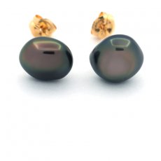 Boucles d'oreilles en Or 18K et 2 Keishis de Tahiti