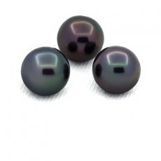 Lot de 3 Perles de Tahiti Rondes C de 8  8.1 mm