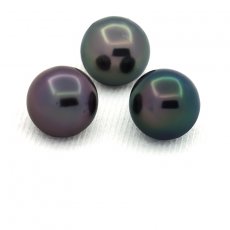 Lot de 3 Perles de Tahiti Rondes C 8 mm