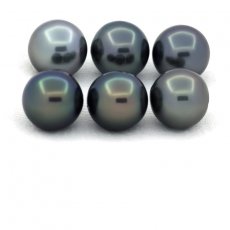 Lot de 6 Perles de Tahiti Rondes et Semi-Rondes C de 8.2  8.3 mm