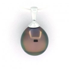Pendentif en Argent et 1 Perle de Tahiti Semi-Baroque B 9.3 mm