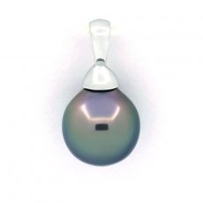 Pendentif en Argent et 1 Perle de Tahiti Semi-Baroque A/B 9.4 mm