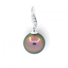 Pendentif en Argent et 1 Perle de Tahiti Semi-Baroque B 9.9 mm
