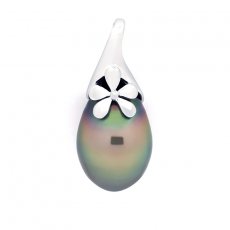 Pendentif en Argent et 1 Perle de Tahiti Semi-Baroque C 11.6 mm