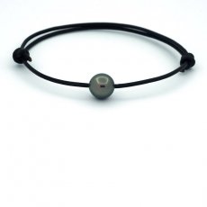 Bracelet en Cuir et 1 Perle de Tahiti Ronde B/C 9.4 mm