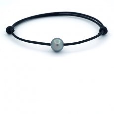 Bracelet en Cuir et 1 Perle de Tahiti Ronde C 9.4 mm