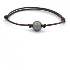 Bracelet en Coton Wax et 1 Perle de Tahiti Ronde C 11.3 mm