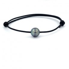 Bracelet en Cuir et 1 Perle de Tahiti Cercle C 10.8 mm