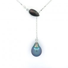 Collier en Argent et 1 Perle de Tahiti Semi-Baroque B+ 9.1 mm