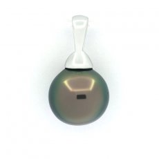 Pendentif en Argent et 1 Perle de Tahiti Semi-Baroque C 9.5 mm