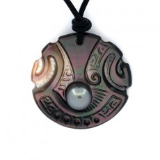 Pendentif en nacre et 1 Perle de Tahiti Ronde C 8.3 mm