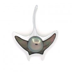 Pendentif en Argent et 1 Perle de Tahiti Ronde C 8.4 mm