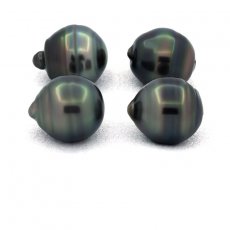 Lot de 4 Perles de Tahiti Cercles C/D de 11.5  11.7 mm