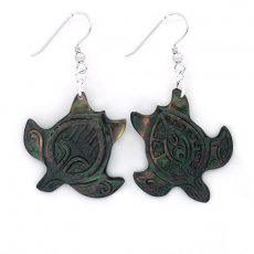 Boucles d'oreilles en Nacre de Tahiti et Argent .925 Rhodi