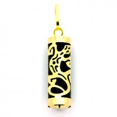 Pendentif en Or 18K et Agate Noire - 17 mm - Margouillat